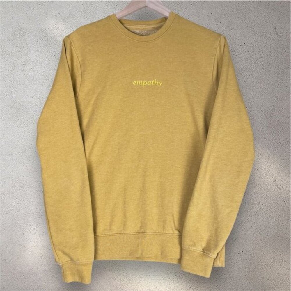 Blind Rooster Empathy Sweater Women's S Yellow Fleece Minimal Cozy Soft Girl EUC